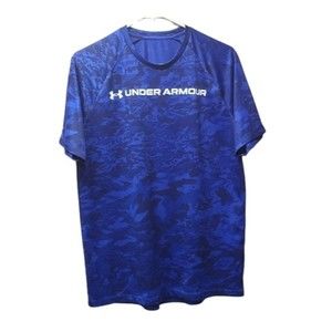 Under Armour mens Blue Camo Short sleeve medium